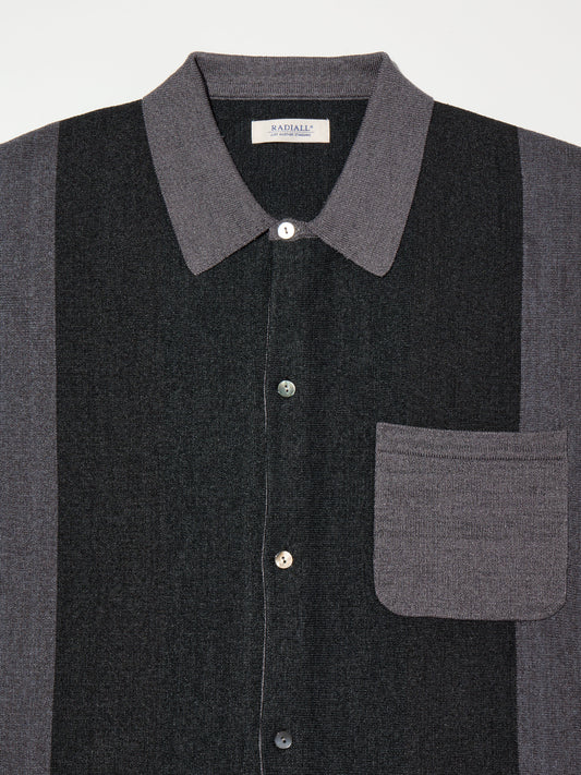 【4.11 (Sat) 12:00 Release】RADIALL | Tone - REGULAR COLLARED SWEATER S/S - Shady Black