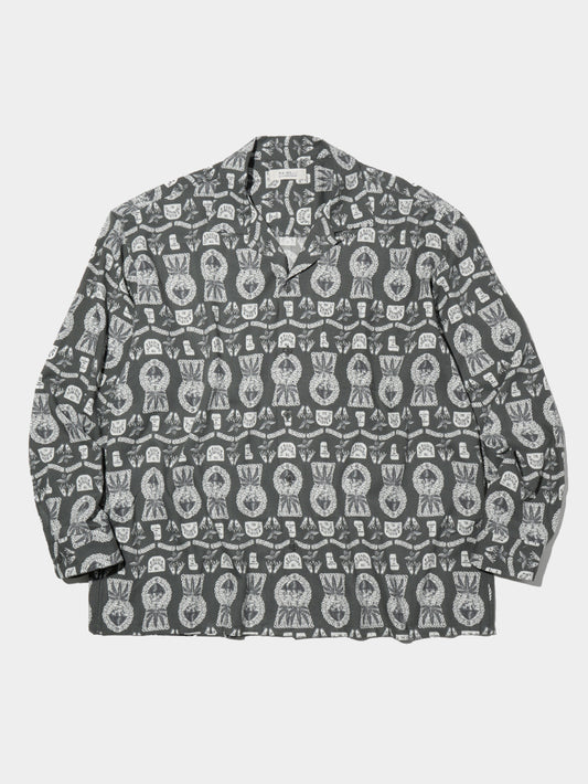 【3.7 (Sat) 12:00 Release】RADIALL | Commune - OPEN COLLARED SHIRT L/S - Shady Black