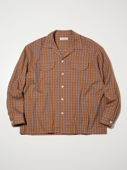 【2.28 (Sat) 12:00 Release】RADIALL | Shoebox - OPEN COLLARED SHIRT L/S - Brown