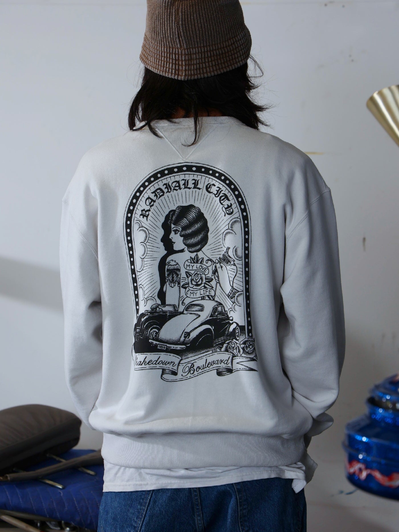 【10.25 (Sat) 12:00 Release】RADIALL | Boulevard - LOOPWHEEL CREW NECK SWEATSHIRT L/S - Snow White