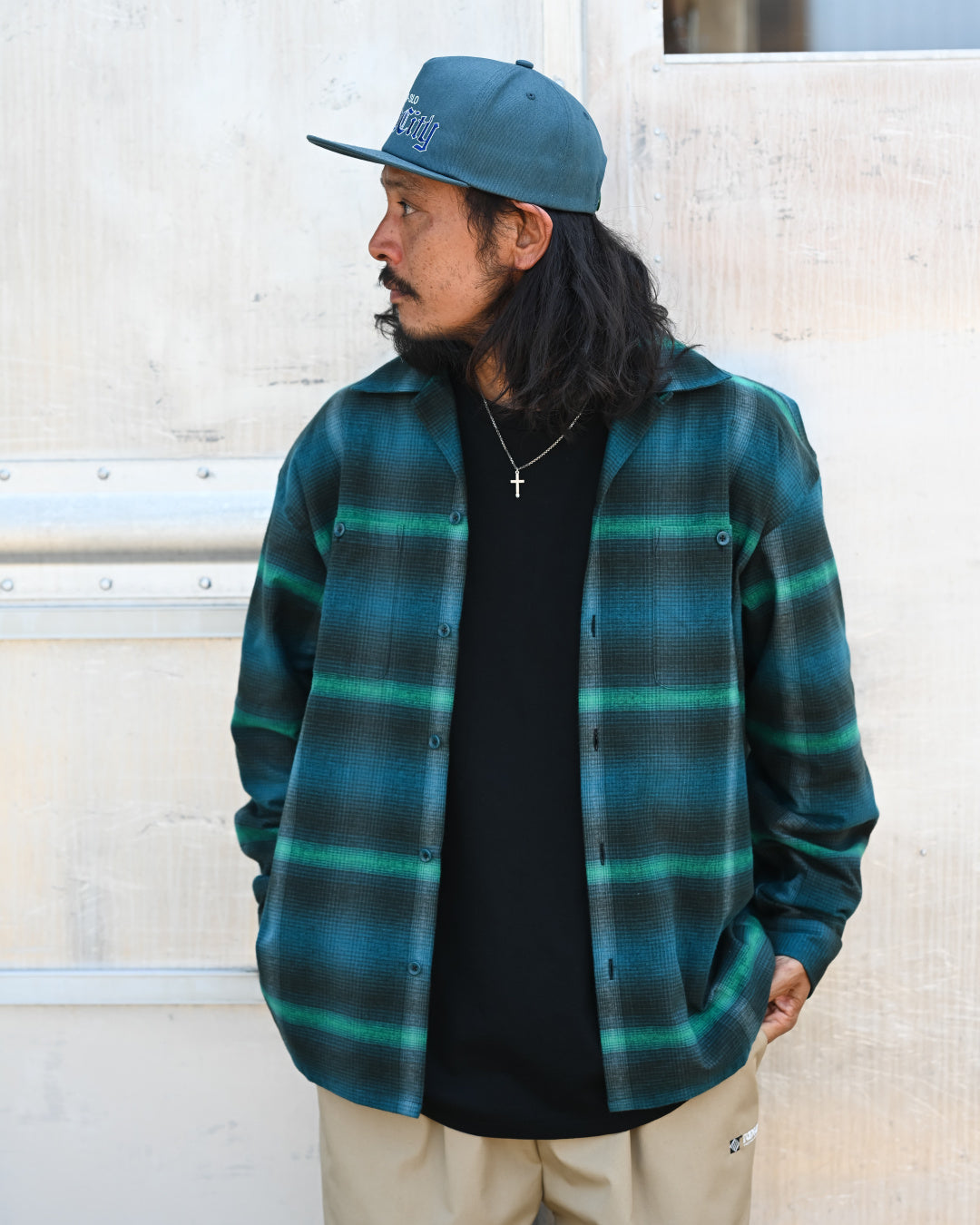 RADIALL | BOULEVARD - OPEN COLLARED SHIRT L/S - Bottle Green