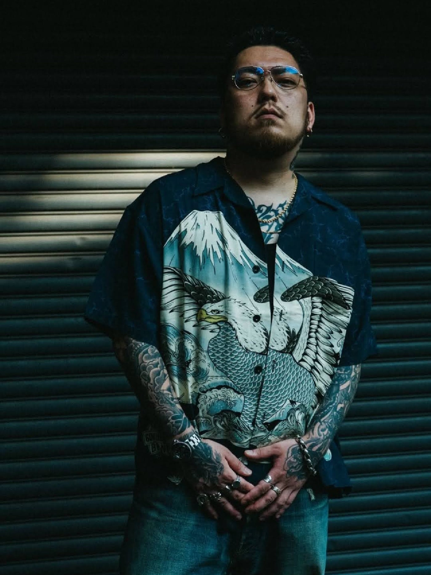 GOOD HELLER | "一富士二鷹三茄子" ORIENTAL PANEL PATTERN RAYON S/S SHIRT