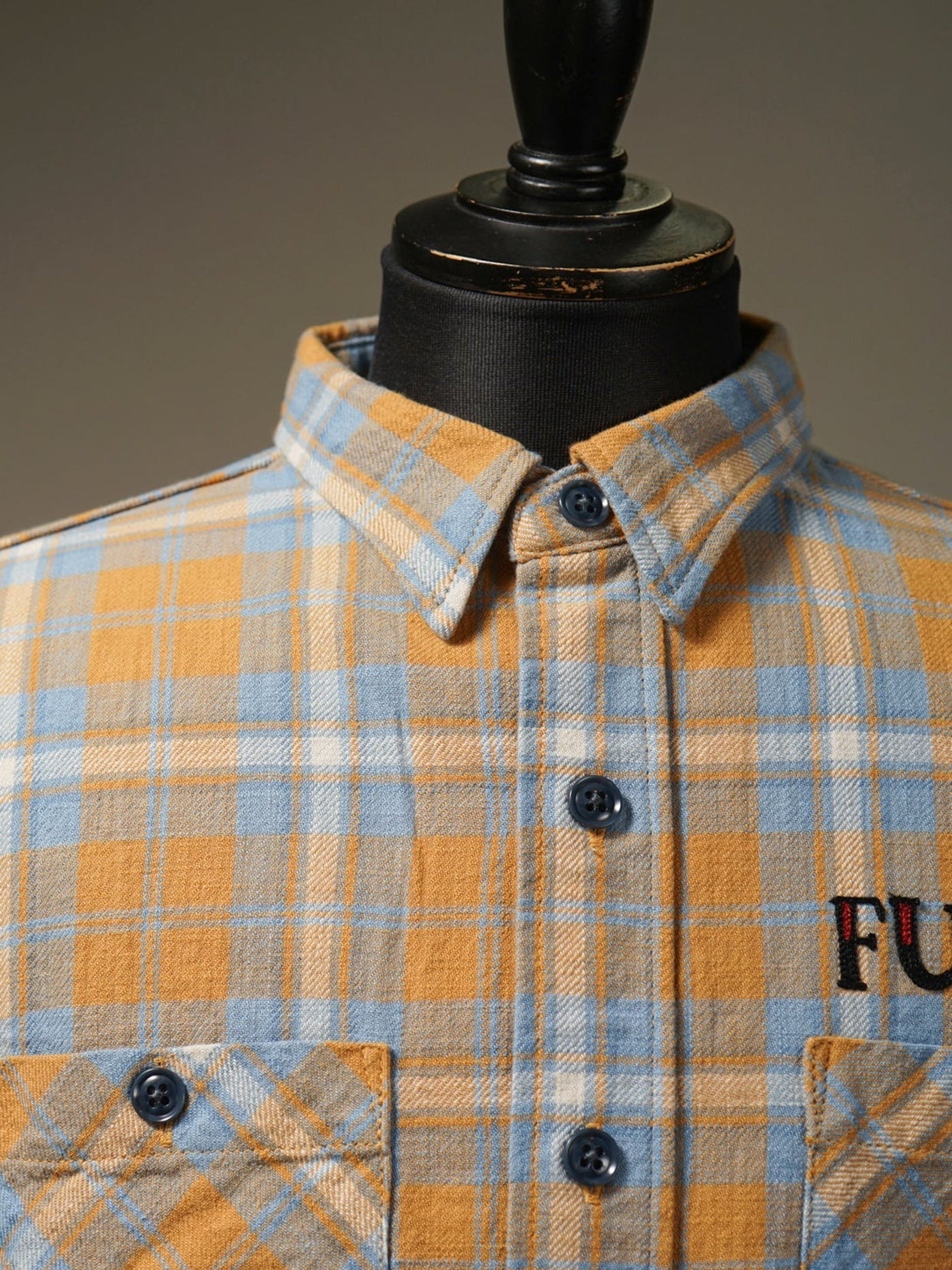 WEIRDO | FUCK U - L/S CHECK SHIRTS - Orange