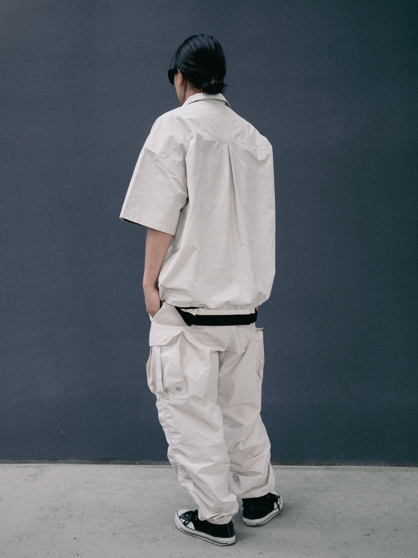 FLUTTER | T/C Open Collar S/S Work Shirts - Light Beige