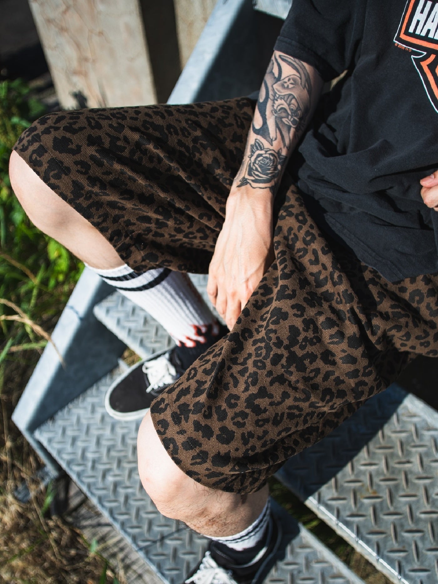 FLUTTER | The Holiday -Comfy fit- Cotton Twill Leopard Easy Short Pants - Brown