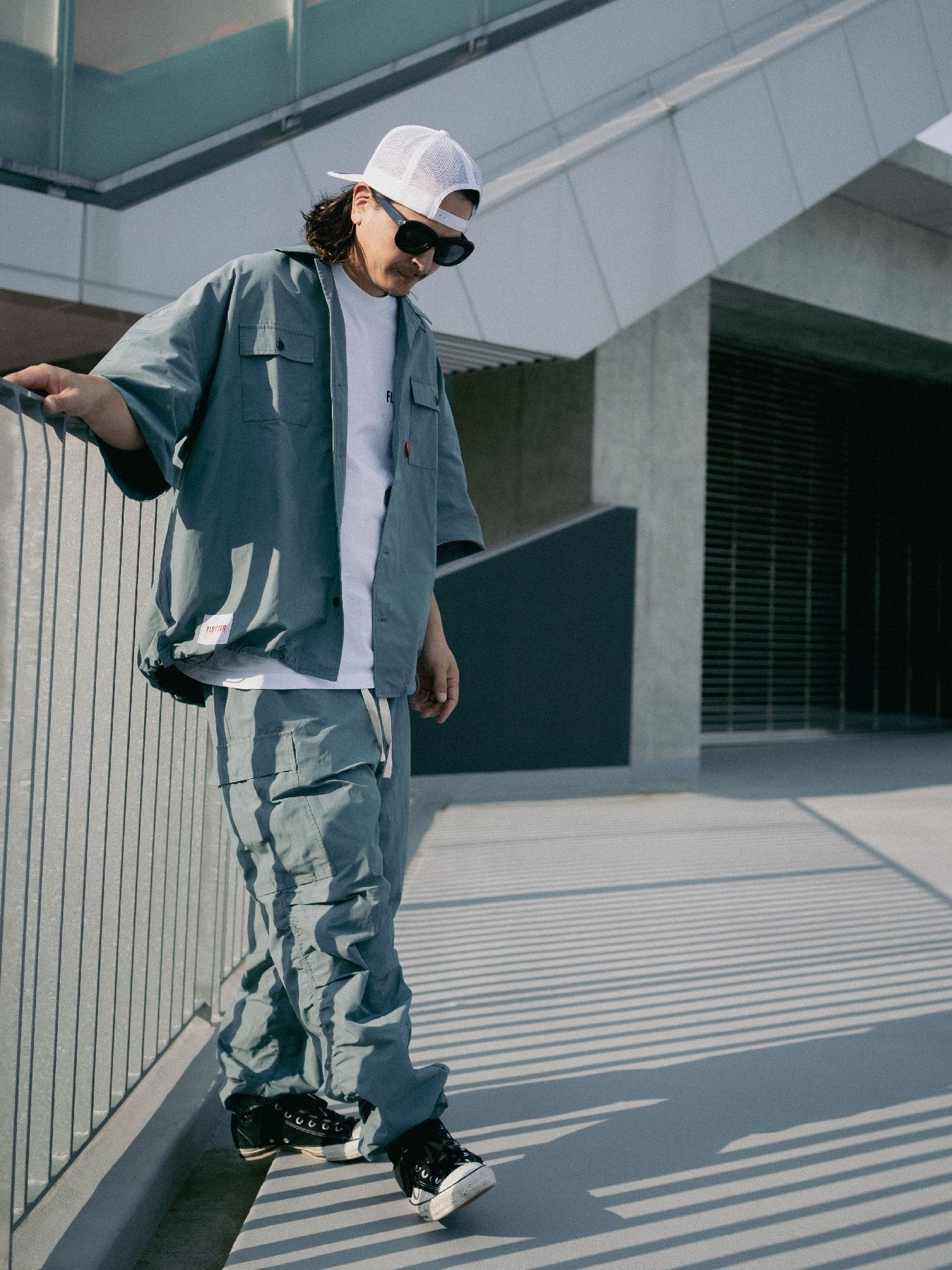 FLUTTER | T/C Track Cargo Pants - Blue Green