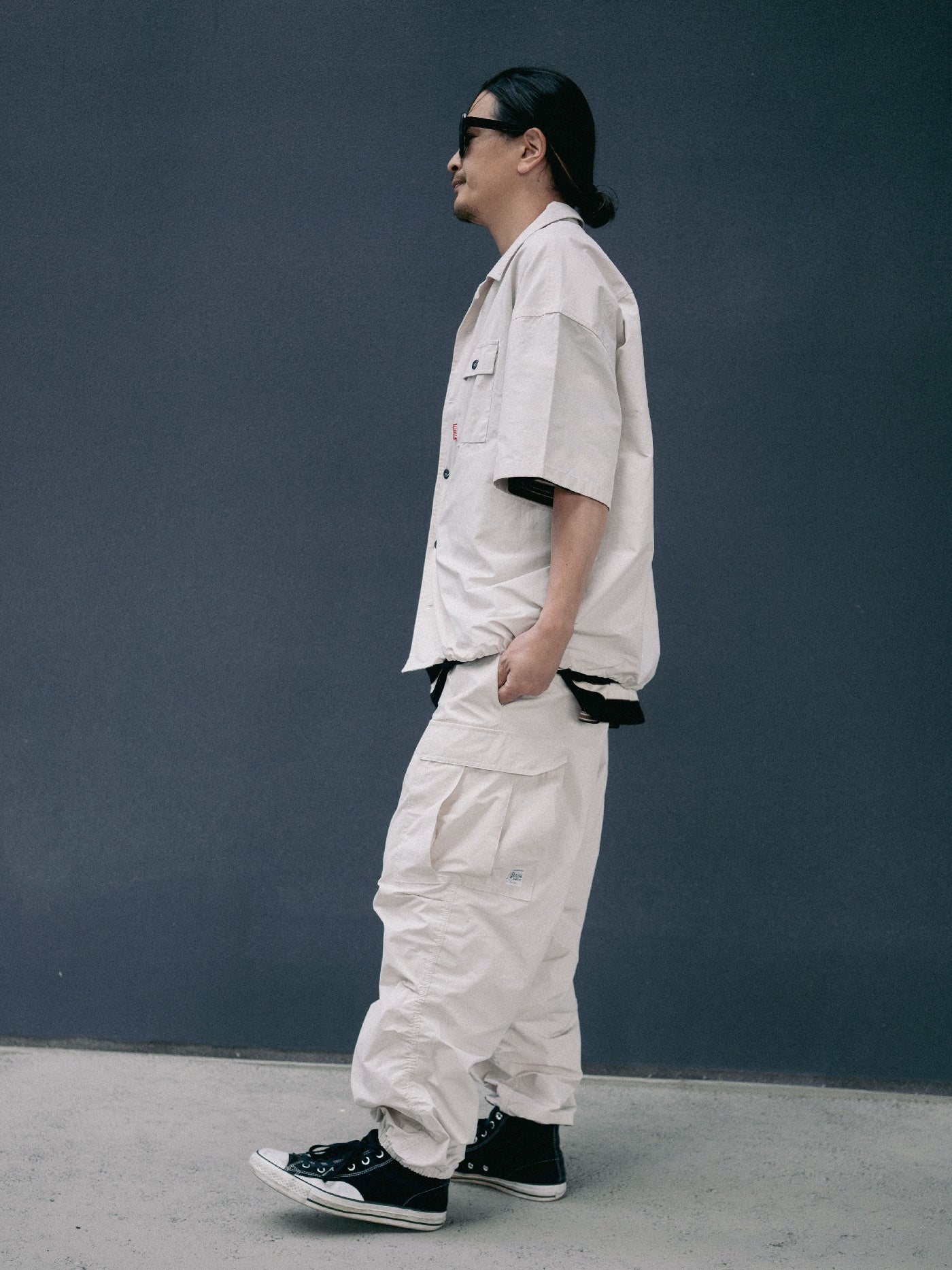 FLUTTER | T/C Open Collar S/S Work Shirts - Light Beige