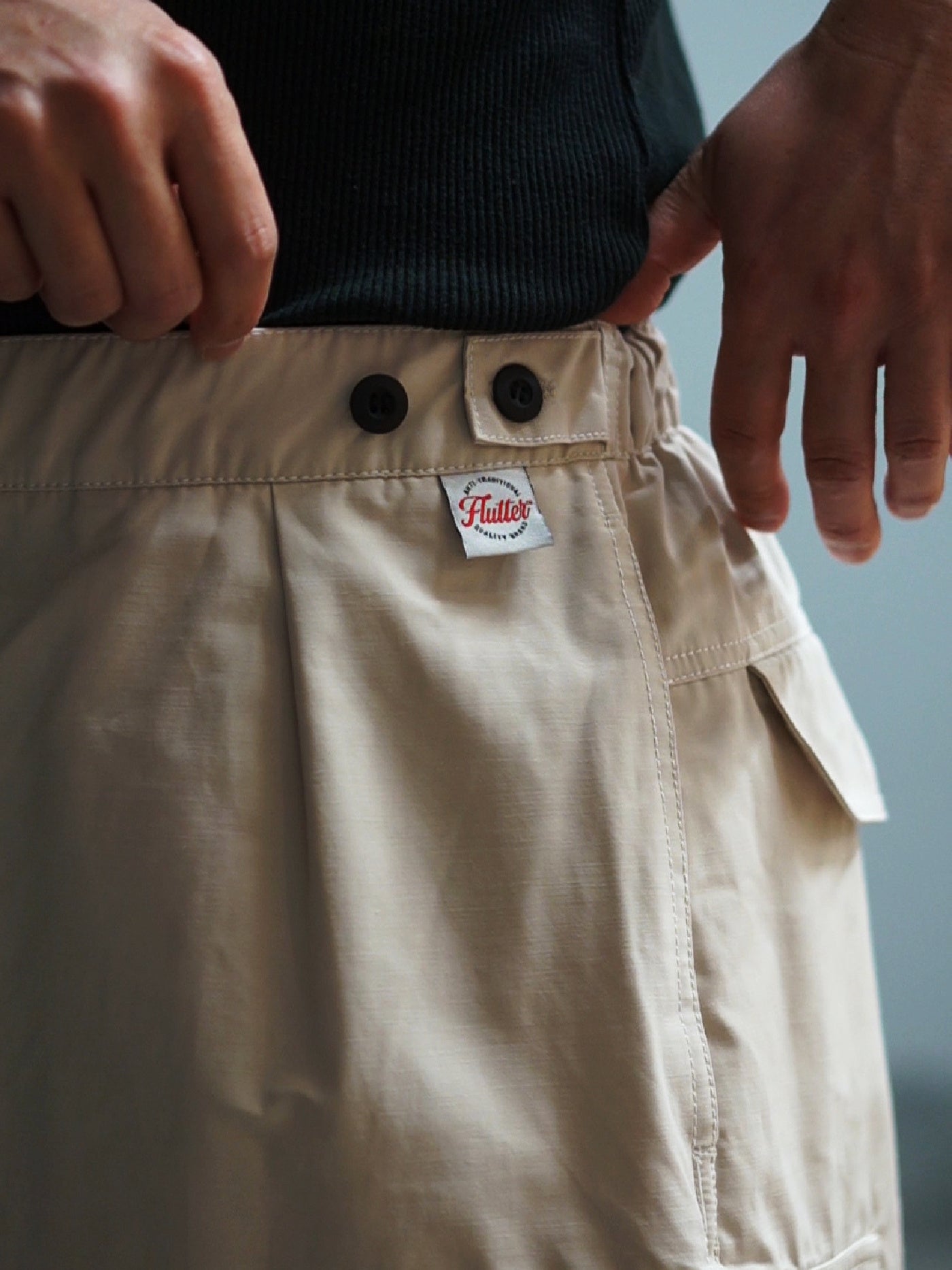 FLUTTER | T/C Track Cargo Pants - Light Beige