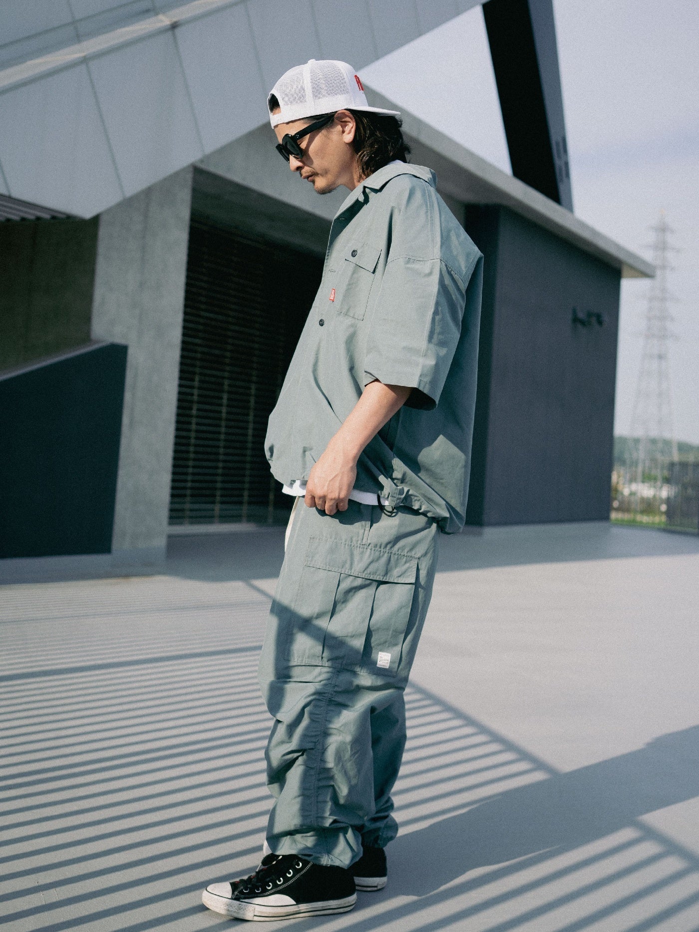 FLUTTER | T/C Track Cargo Pants - Blue Green