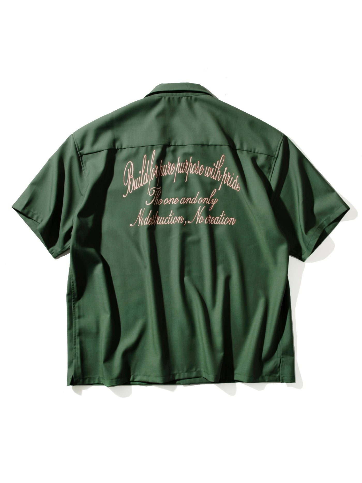 GOOD HELLER | OPEN COLLAR LETTERING S/S SHIRT - Green