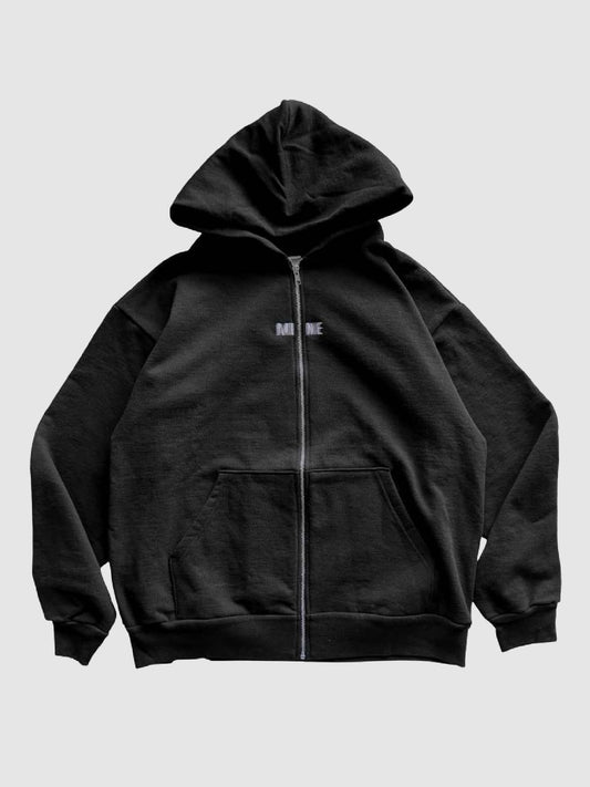 【1.24 (Sat) 12:00 Release】MINE USA | Embroidery Zip Up Hoodie - Black
