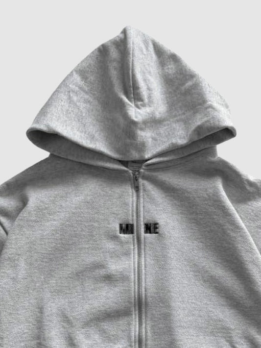 【1.24 (Sat) 12:00 Release】MINE USA | Embroidery Zip Up Hoodie - Ash Gray