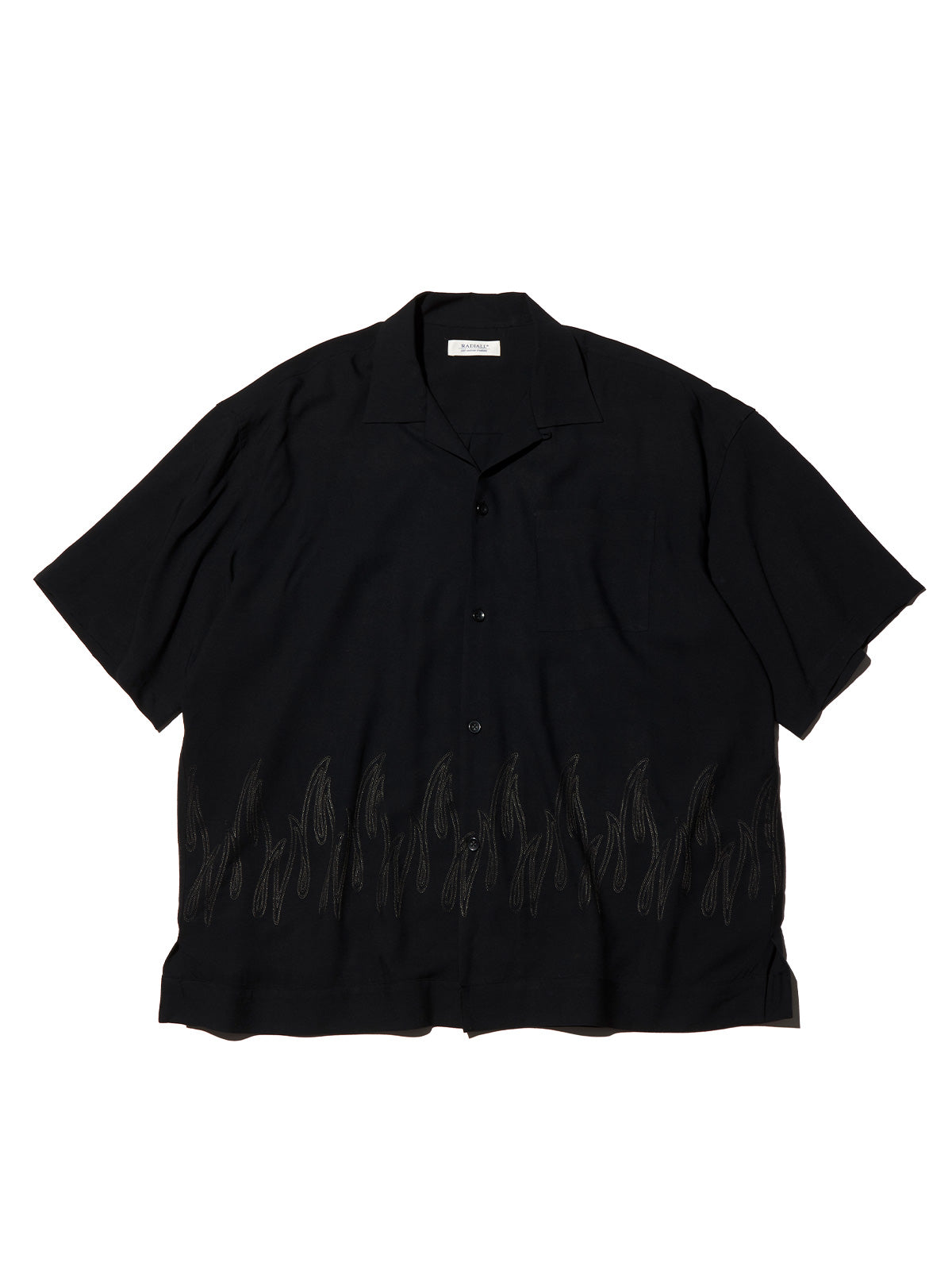 RADIALL | FLAMES OPEN COLLARED SHIRT S/S - Black
