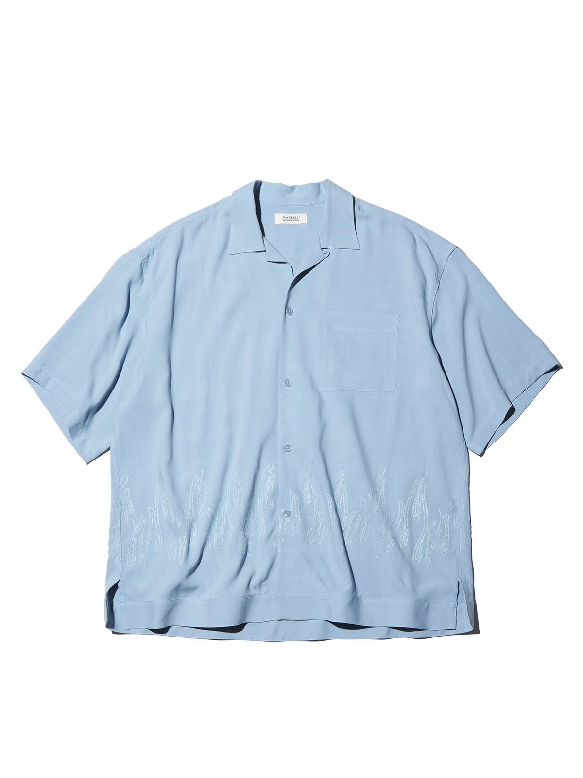 RADIALL | FLAMES OPEN COLLARED SHIRT S/S - Ice Blue