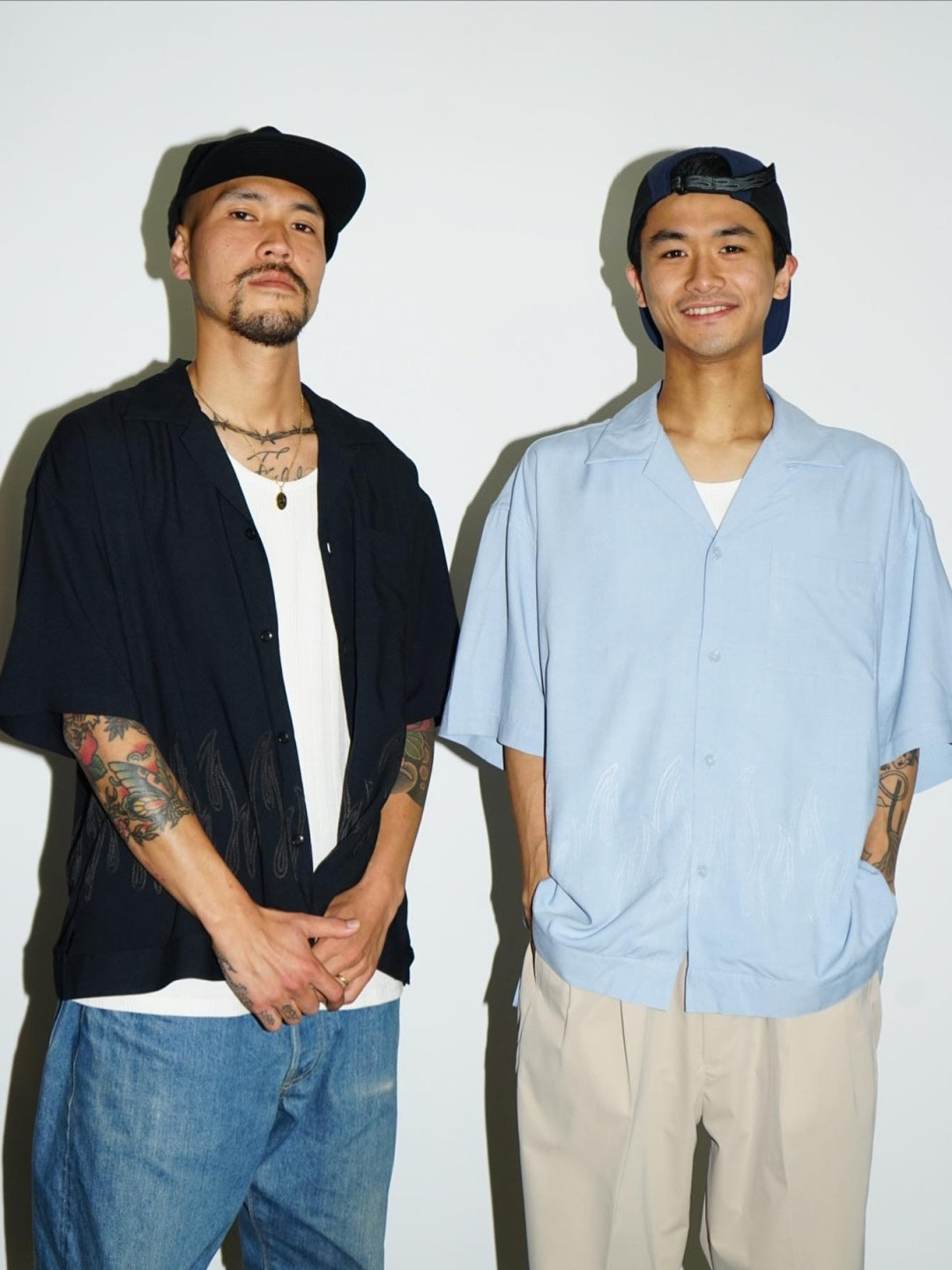 RADIALL | FLAMES OPEN COLLARED SHIRT S/S - Ice Blue