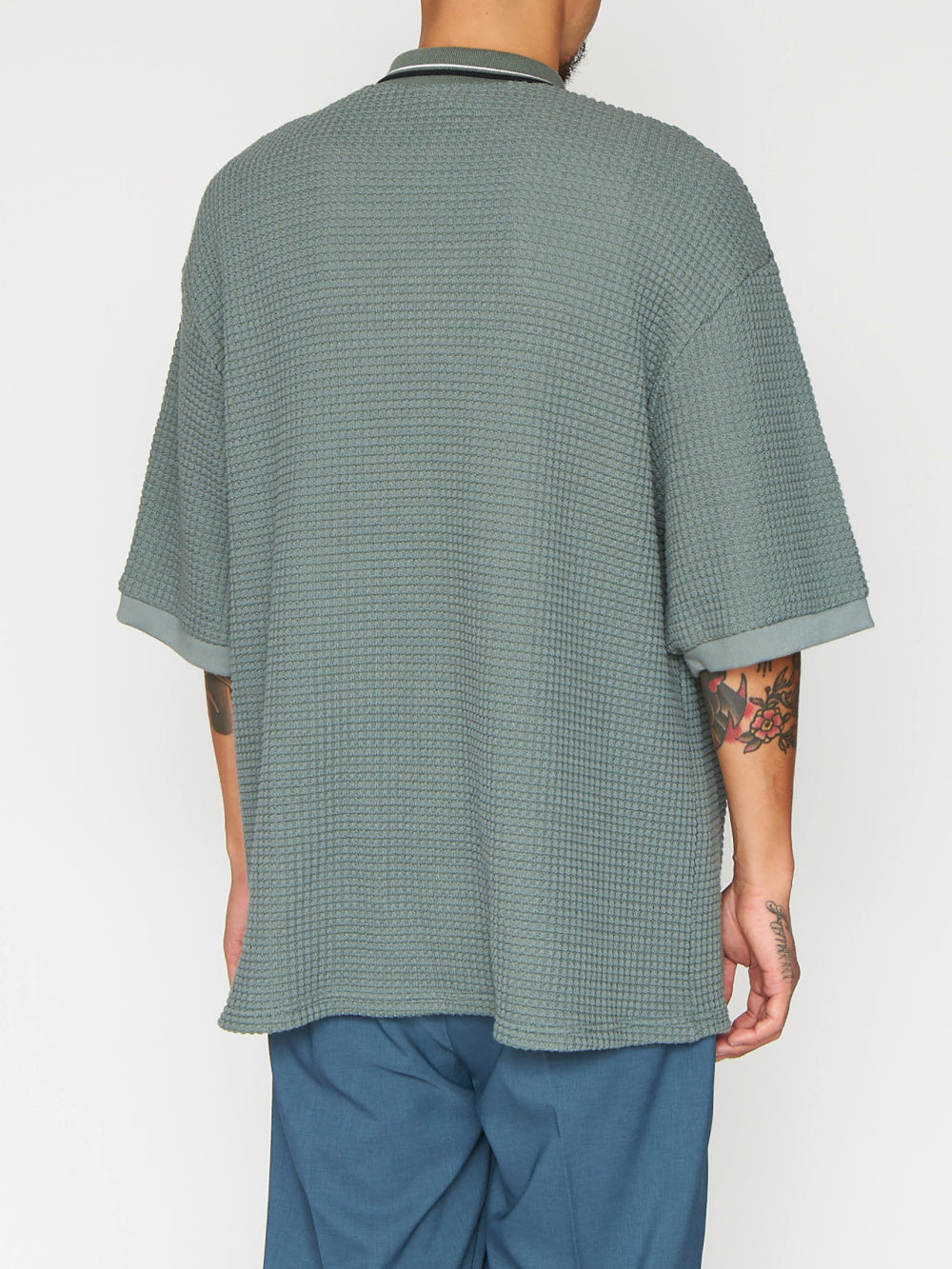 RADIALL | BIG WAFFLE - POLO SWEATSHIRT S/S - Sage Green