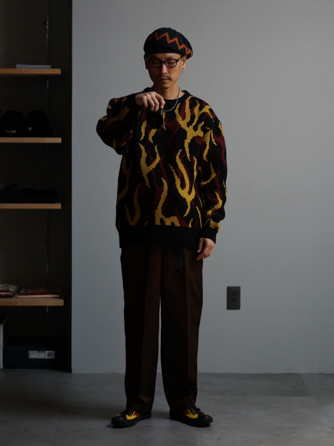 WEIRDO | PSYCHO FLAMES - SWEATER - Black