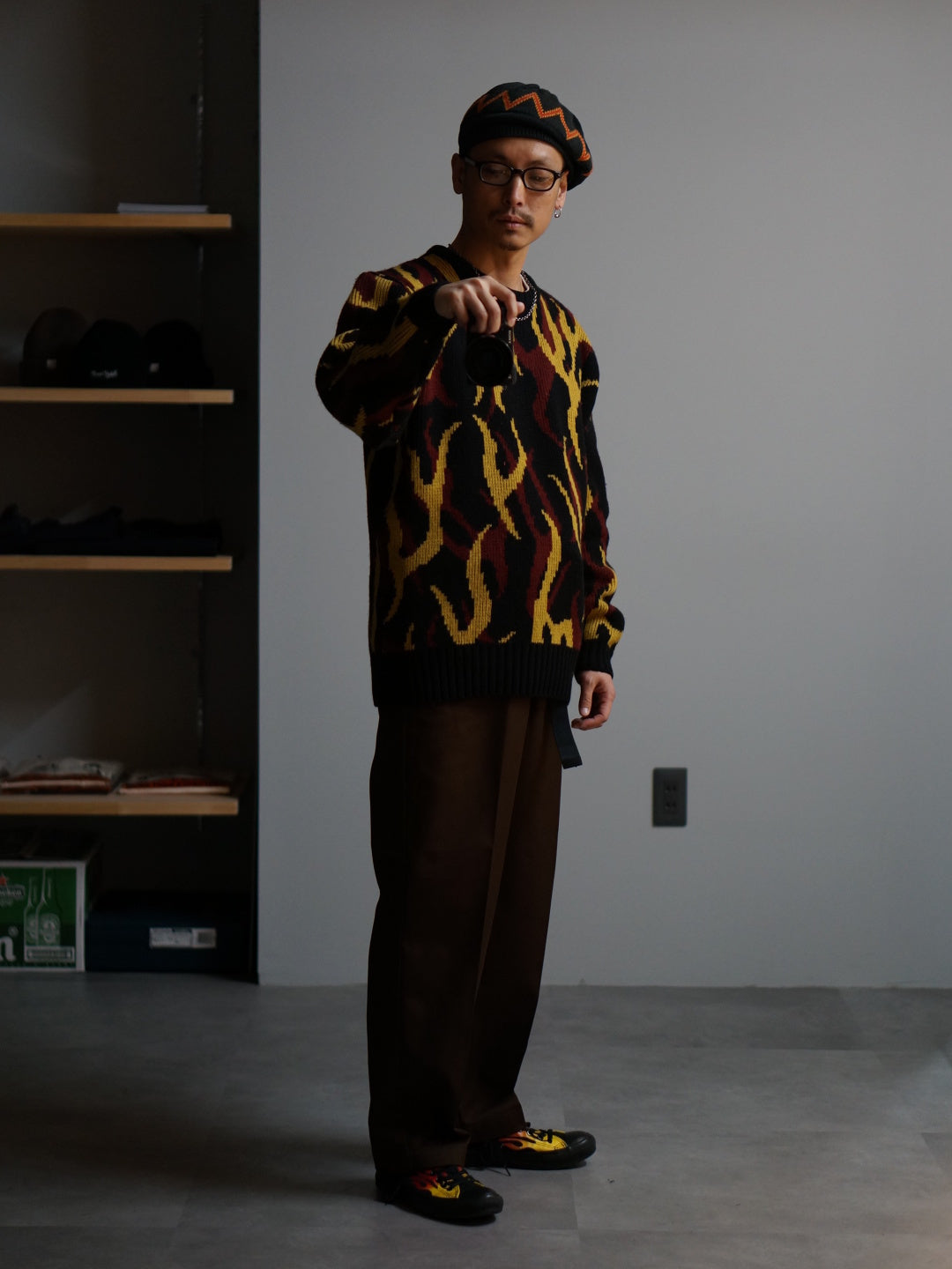 WEIRDO | PSYCHO FLAMES - SWEATER - Black