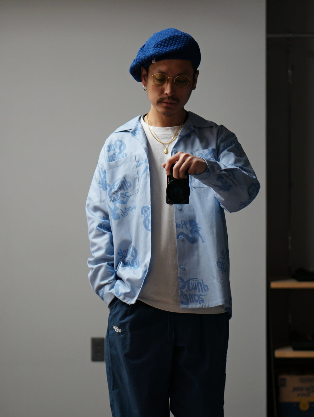 RADIALL | CHROME LADY - OPEN COLLARED SHIRT L/S - Light Blue