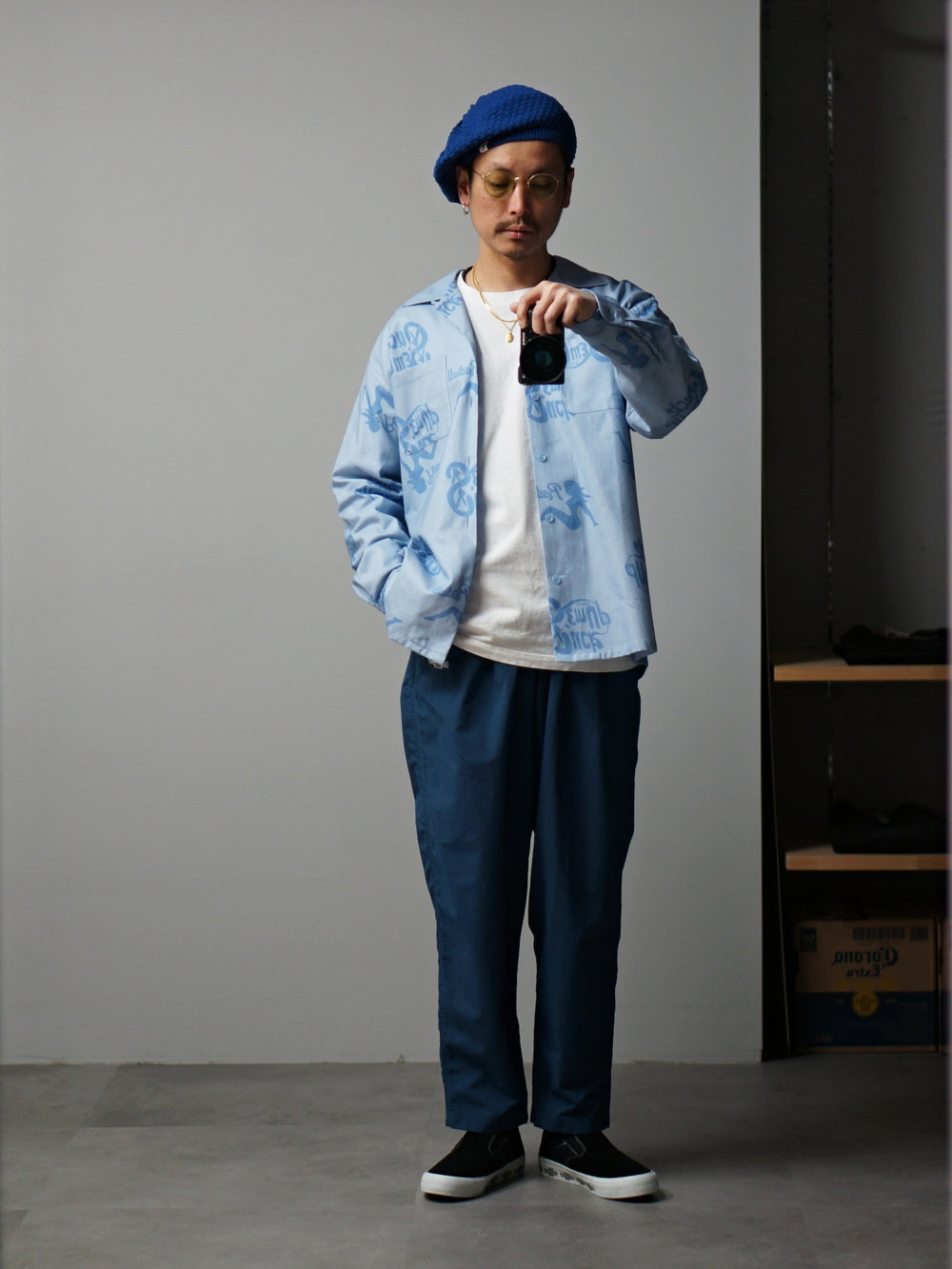 RADIALL | CHROME LADY - OPEN COLLARED SHIRT L/S - Light Blue