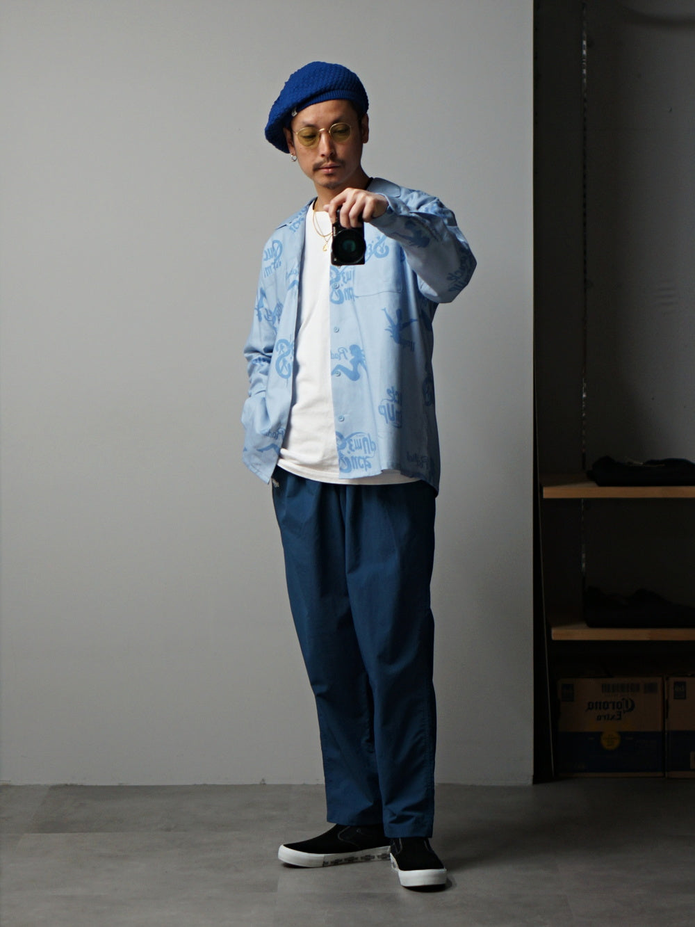 RADIALL | CHROME LADY - OPEN COLLARED SHIRT L/S - Light Blue