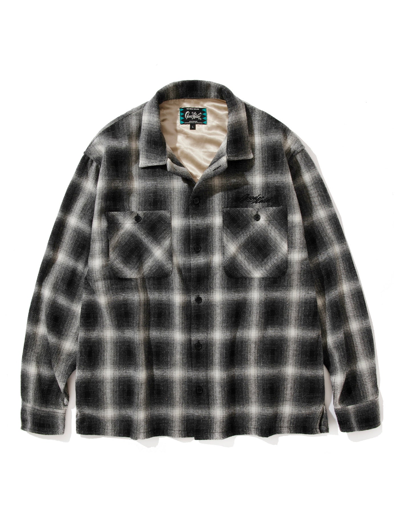 GOOD HELLER | WOOL&POLYESTER OMBRE CHECK SHIRT - Black