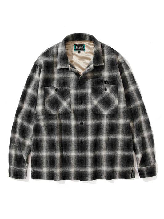 GOOD HELLER | WOOL&POLYESTER OMBRE CHECK SHIRT - Black