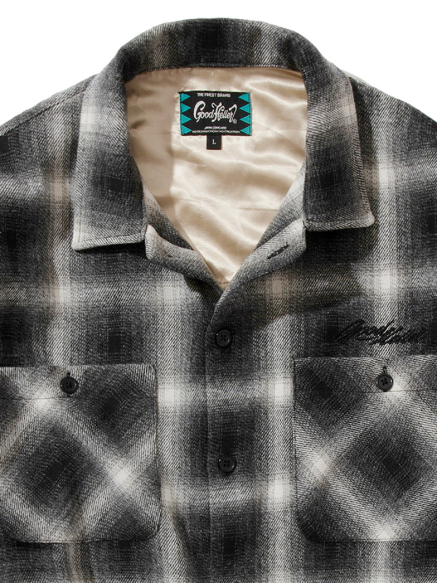 GOOD HELLER | WOOL&POLYESTER OMBRE CHECK SHIRT - Black