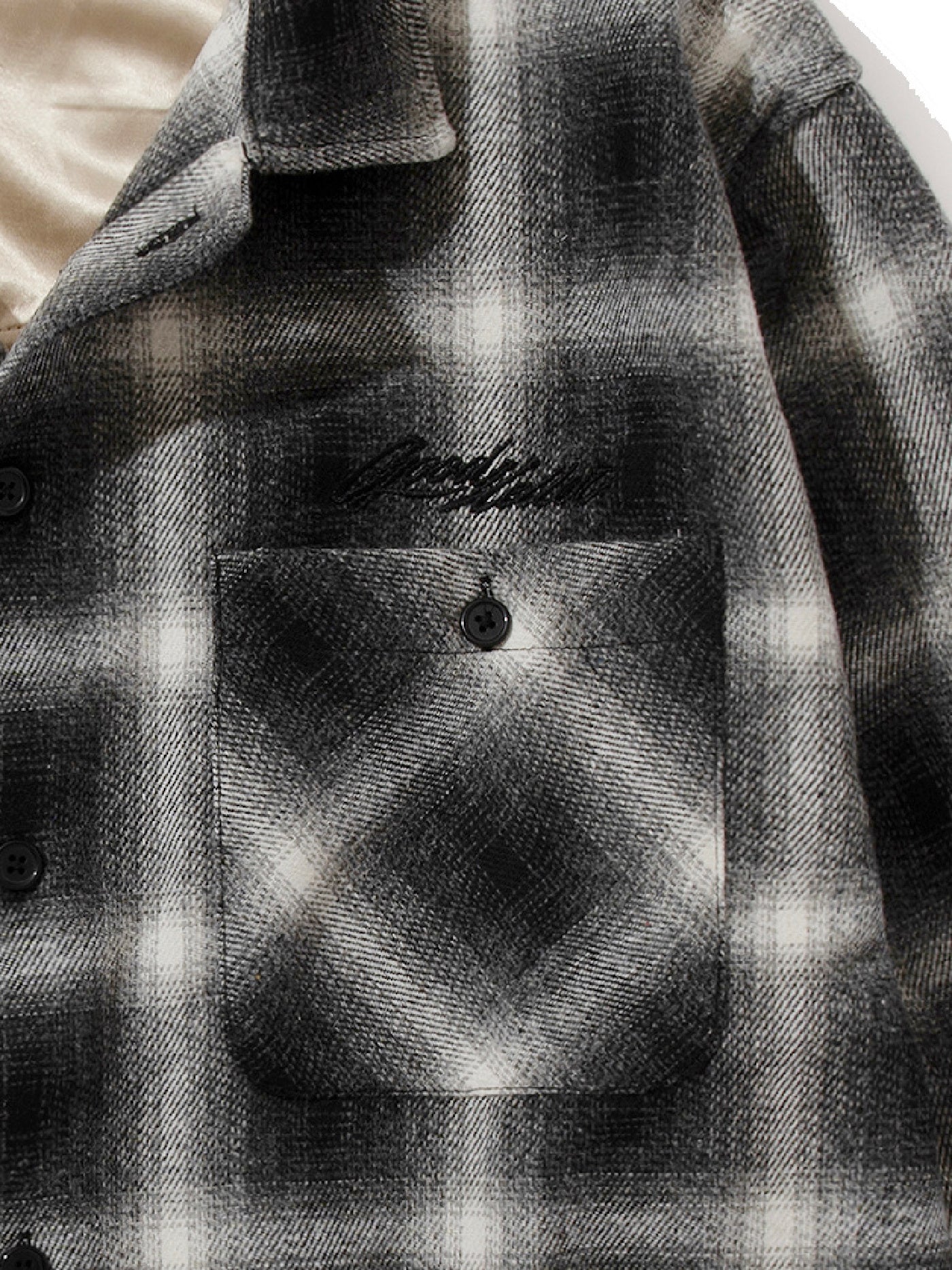 GOOD HELLER | WOOL&POLYESTER OMBRE CHECK SHIRT - Black