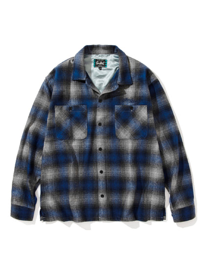GOOD HELLER | WOOL&POLYESTER OMBRE CHECK SHIRT - Blue