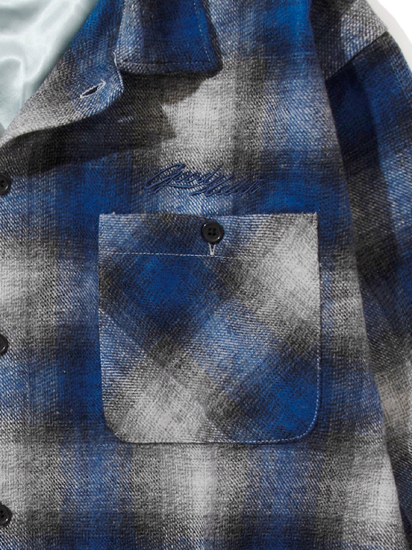 GOOD HELLER | WOOL&POLYESTER OMBRE CHECK SHIRT - Blue