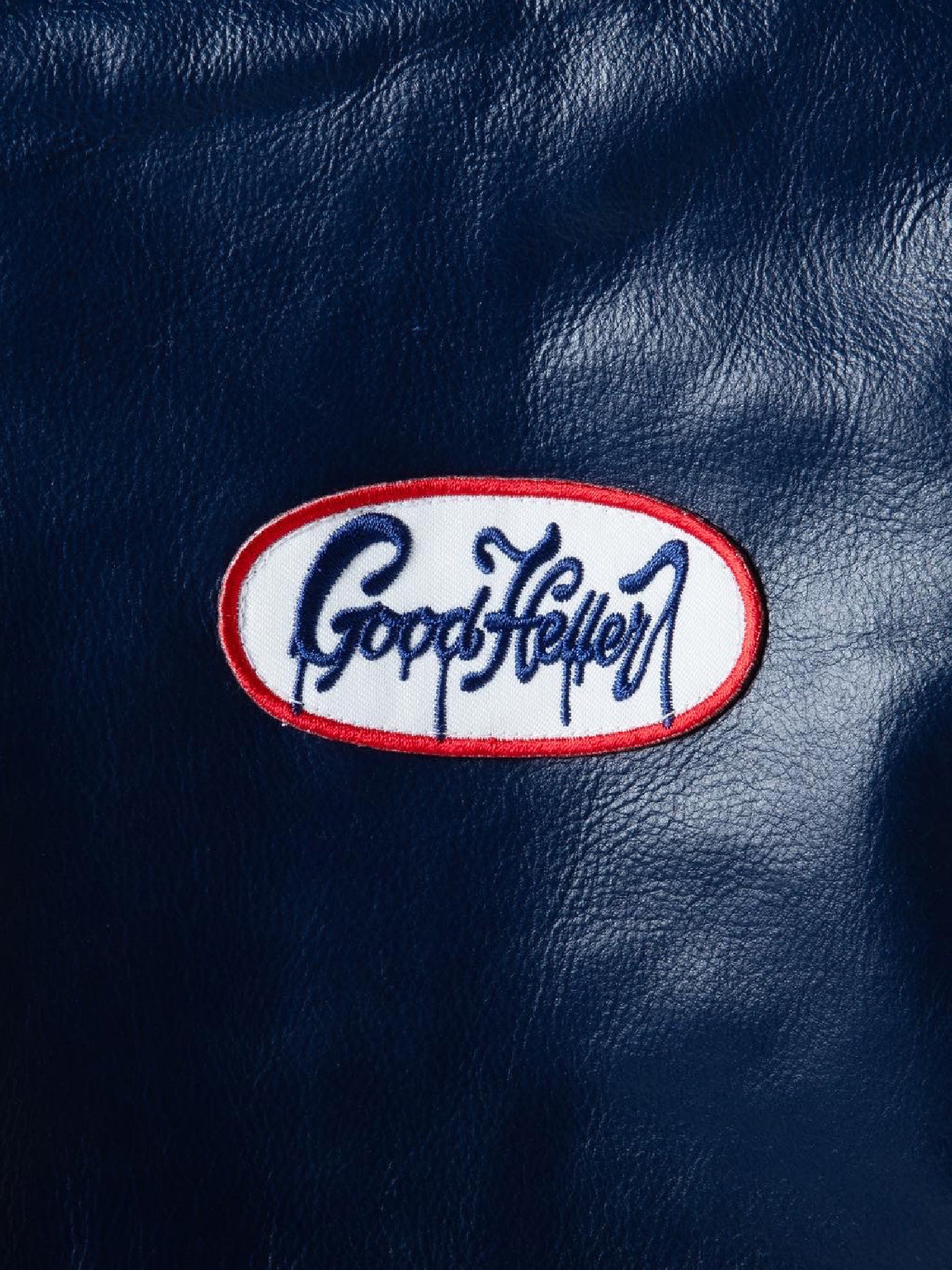 【12.27 (Sat) 12:00 Release】GOOD HELLER | LIGHT LEATHER AWARD JACKET - Navy