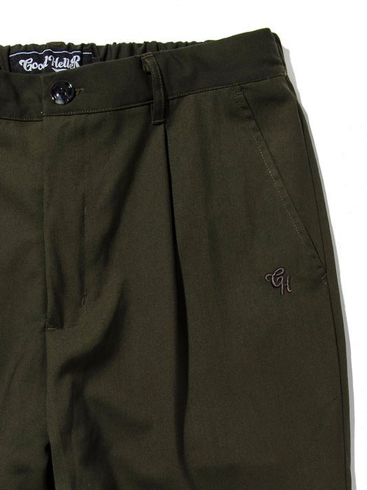 GOOD HELLER | POLYESTER RAYON ONE TUCK EASY SLACKS - Olive