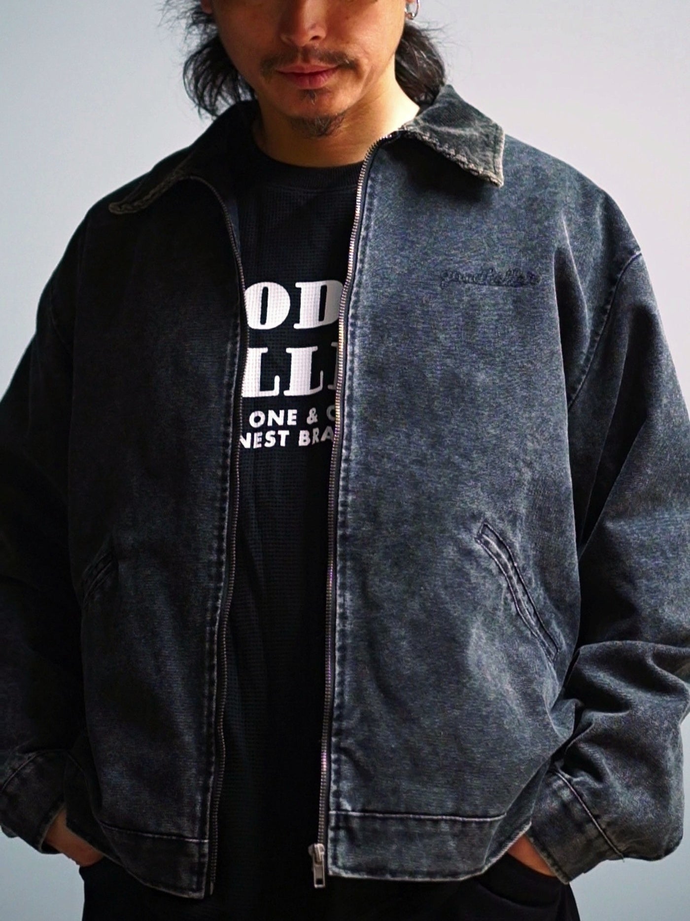 【10.25 (Sat) 12:00 Release】GOOD HELLER | HEAVY CANVAS DETROIT TYPE JACKET - Faded Black