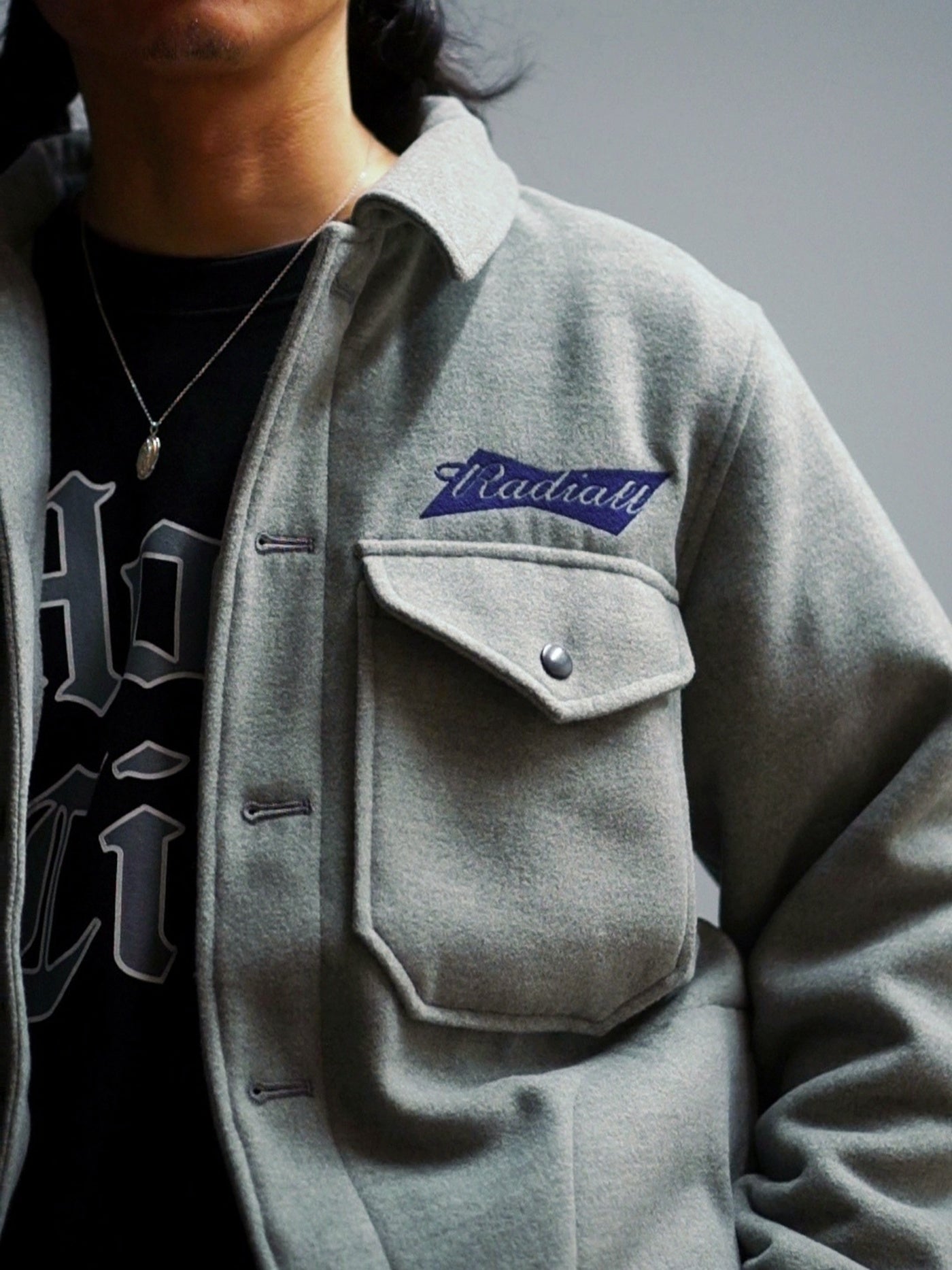 【11.8 (Sat) 12:00 Release】RADIALL | Bowtie - CPO SHIRT L/S - Ash Gray