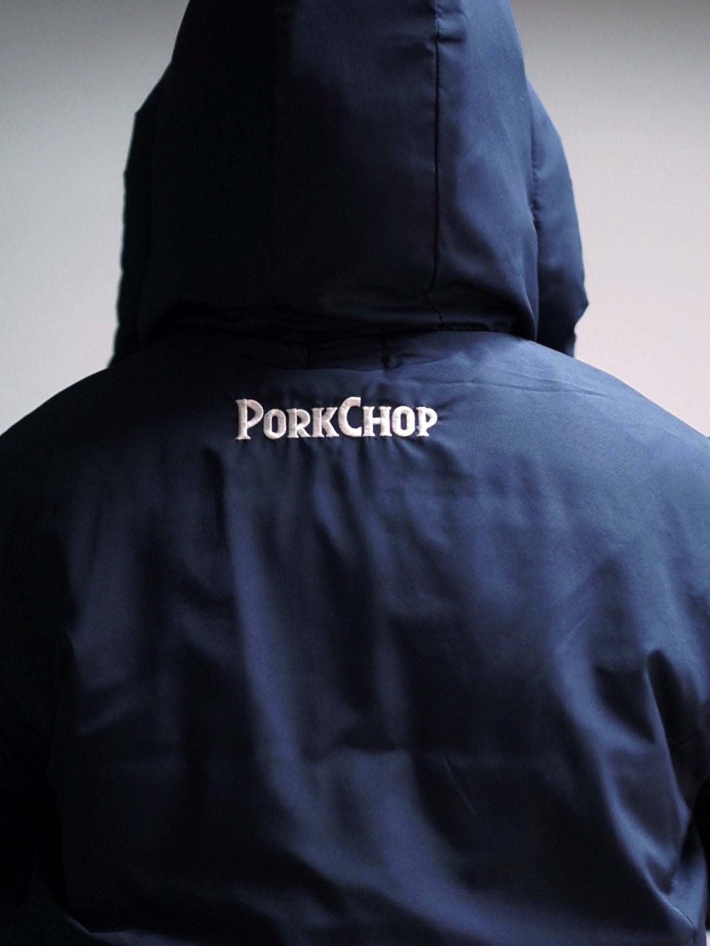 【12.28 (Sun) 12:00 Release】PORKCHOP | BURNING LOGO HOODED JKT - Navy