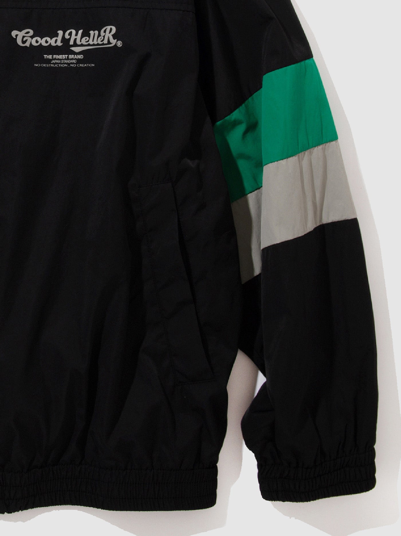 【2.21 (Sat) 12:00 Release】GOOD HELLER | STAND COLLAR NYLON JACKET - Black/Green