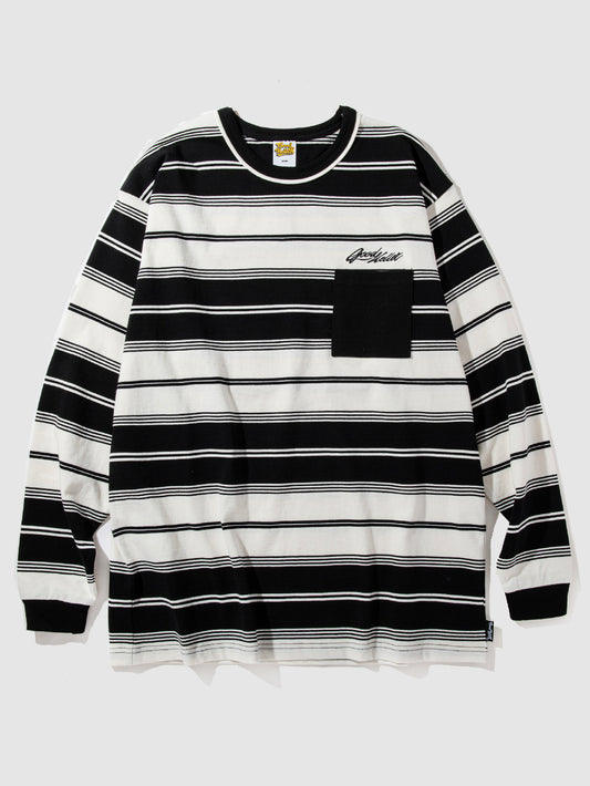 【4.4 (Sat) 12:00 Release】GOOD HELLER | BORDER L/S T-SHIRT - Black/White