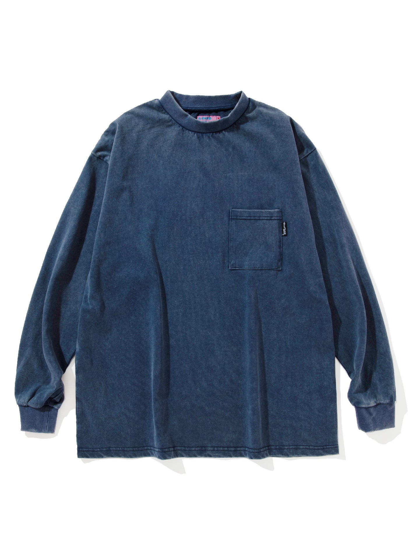 GOOD HELLER | LEATHER WAPPEN USED WASH L/S T-SHIRT - Navy