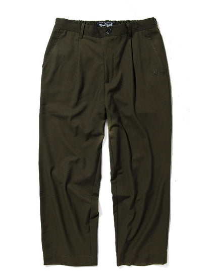 GOOD HELLER | POLYESTER RAYON ONE TUCK EASY SLACKS - Olive