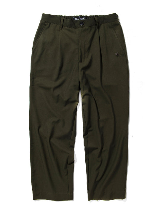 GOOD HELLER | POLYESTER RAYON ONE TUCK EASY SLACKS - Olive