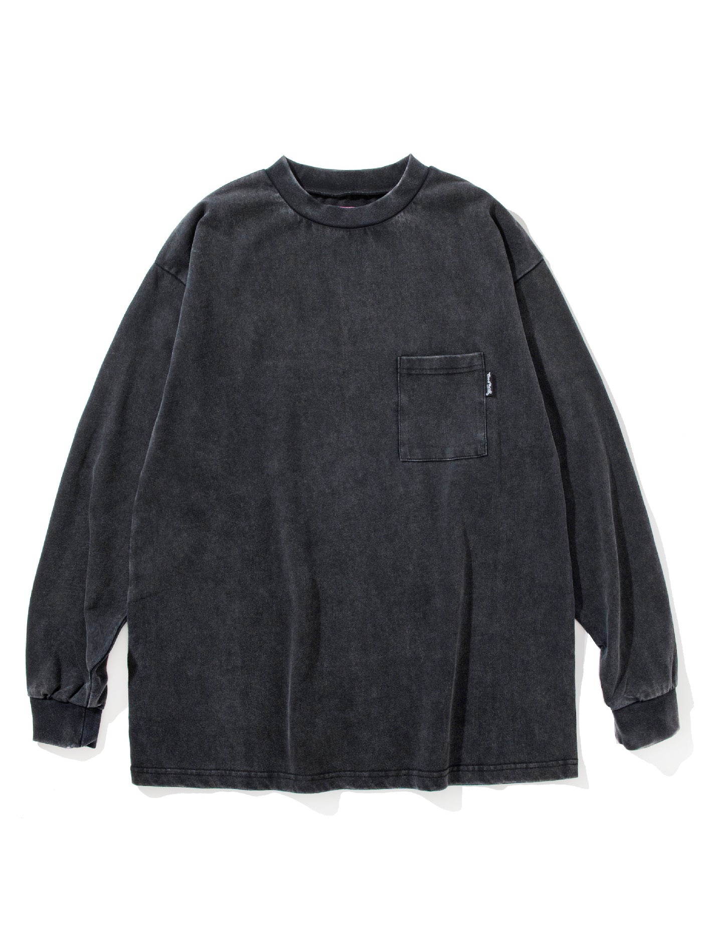 GOOD HELLER | LEATHER WAPPEN USED WASH L/S T-SHIRT - Black