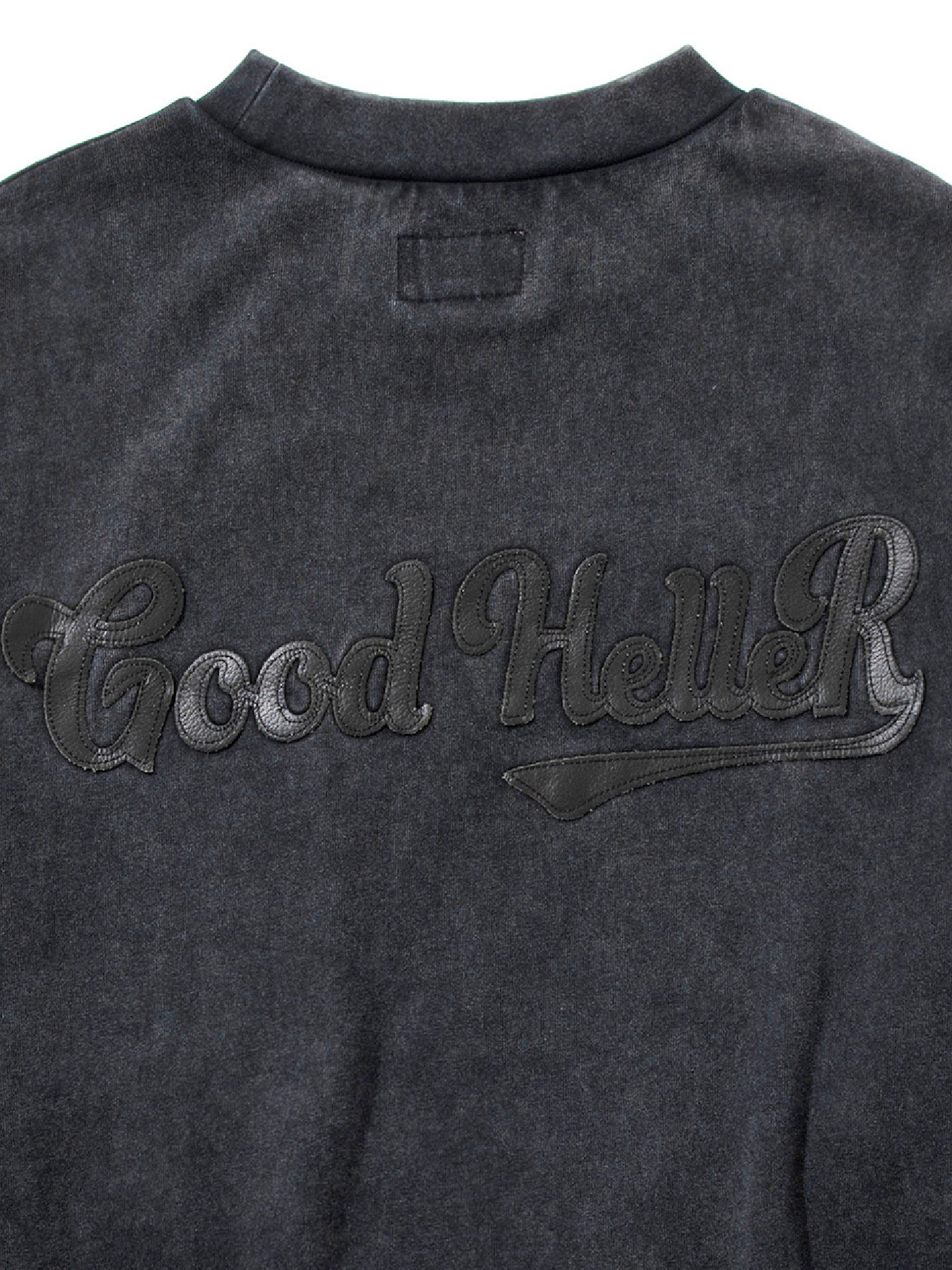 GOOD HELLER | LEATHER WAPPEN USED WASH L/S T-SHIRT - Black