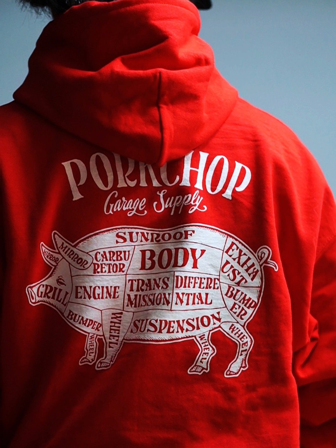 PORKCHOP | PORK BACK HOODIE - Red/White