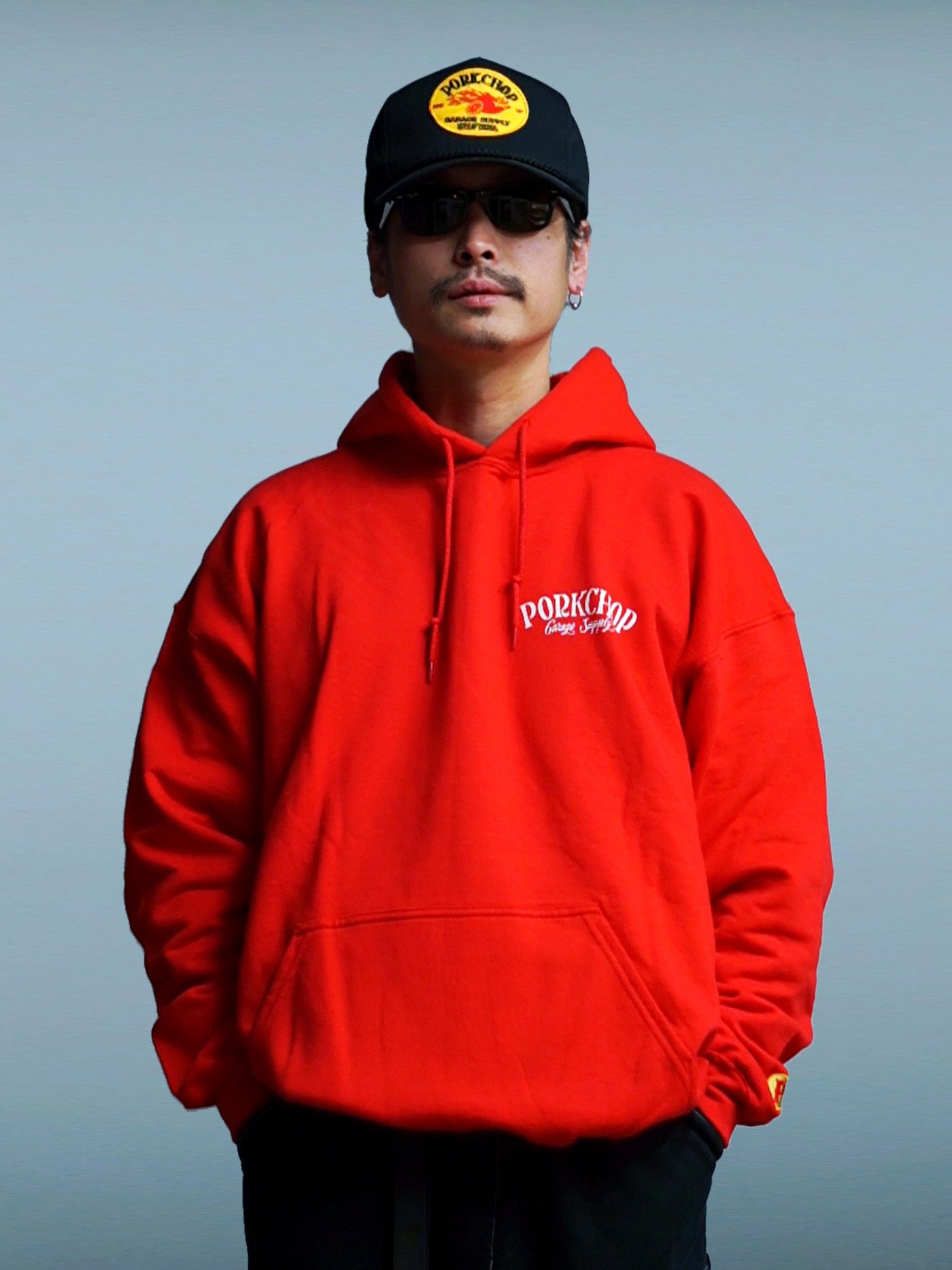 PORKCHOP | PORK BACK HOODIE - Red/White