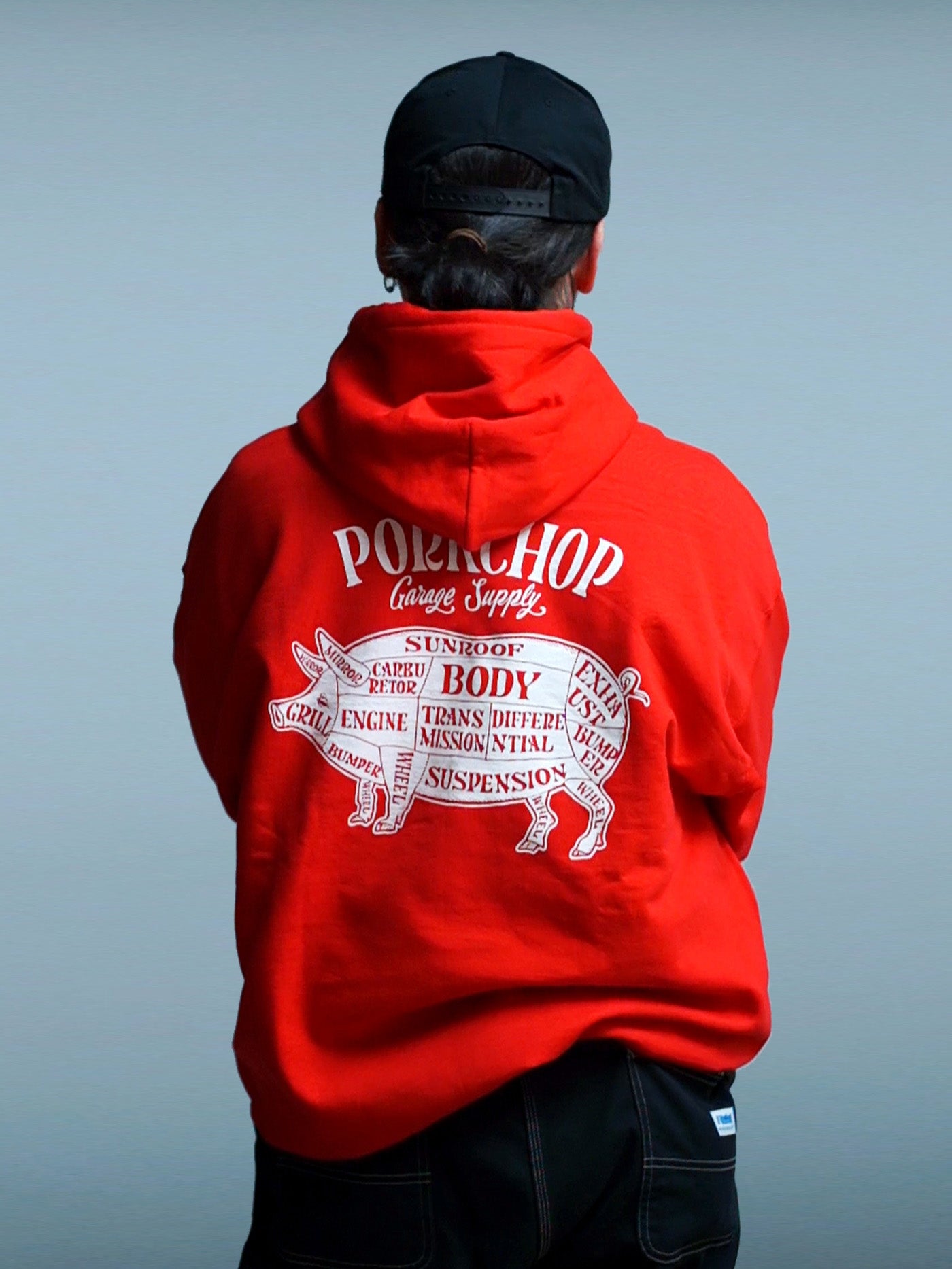 PORKCHOP | PORK BACK HOODIE - Red/White