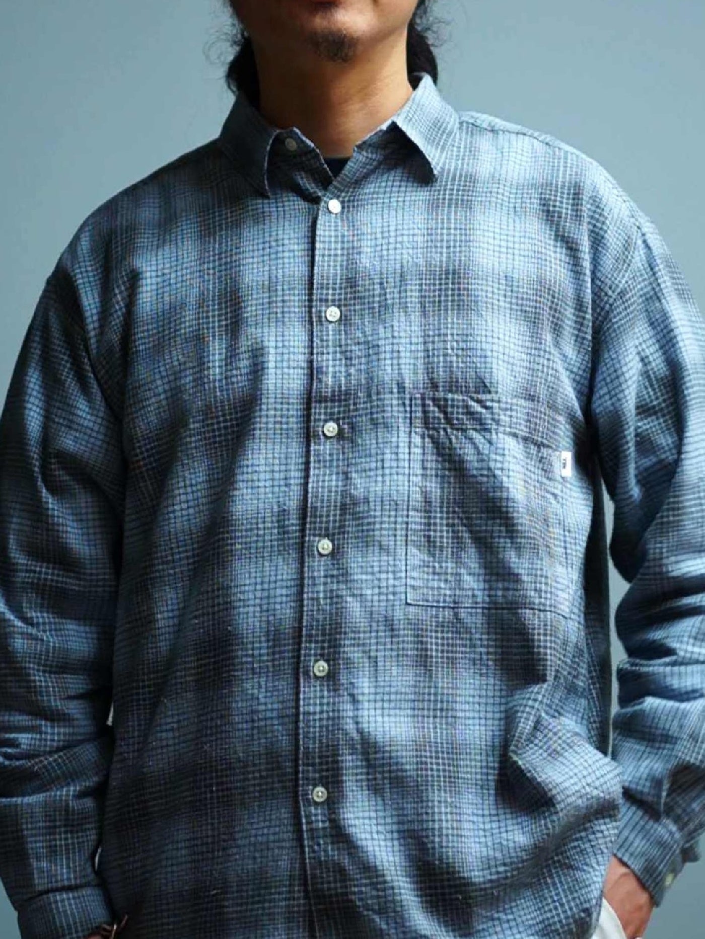 WAX | Brushed Check Shirts - Sax/Gray