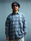 WAX | Brushed Check Shirts - Sax/Gray