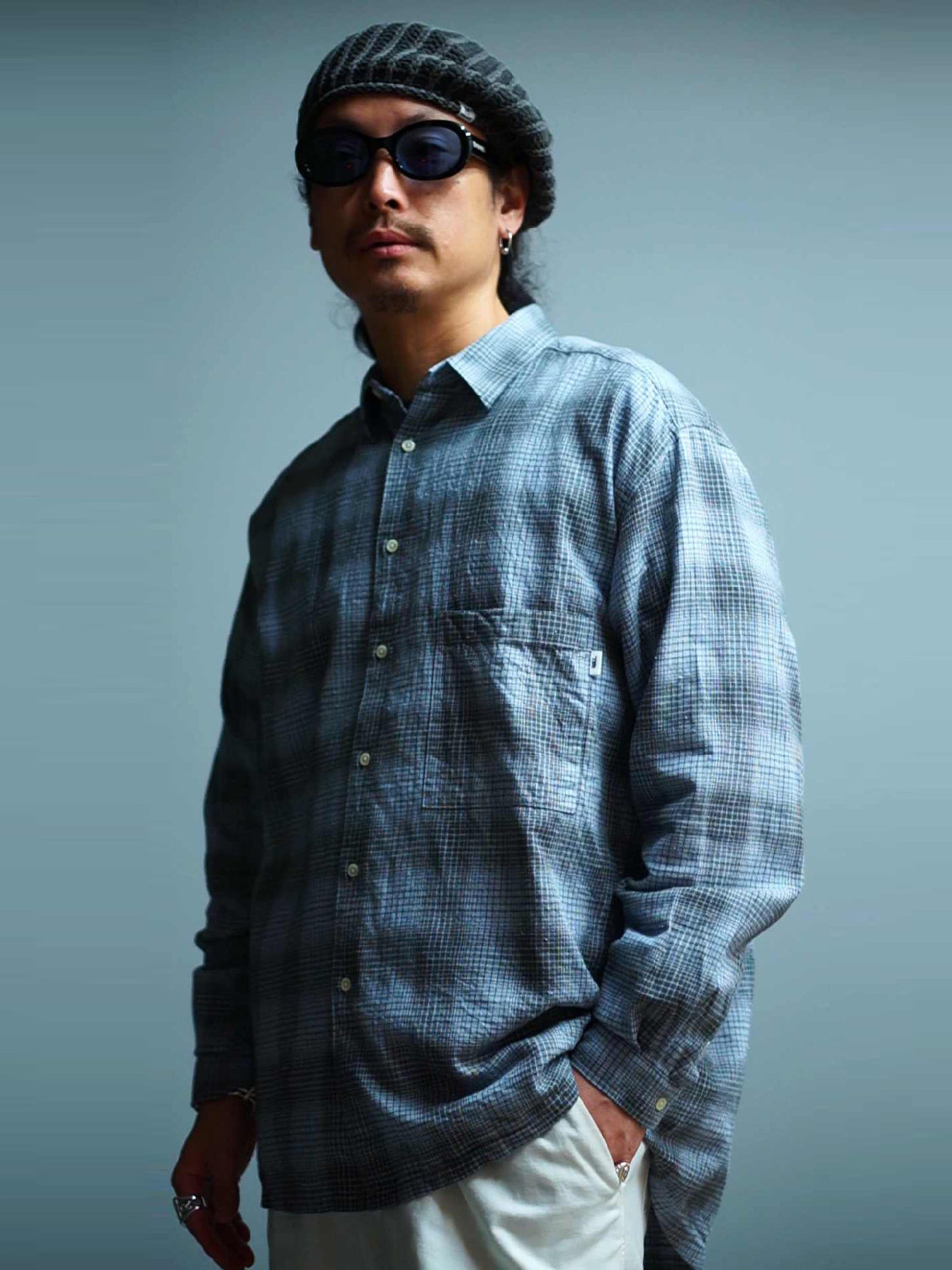 WAX | Brushed Check Shirts - Sax/Gray