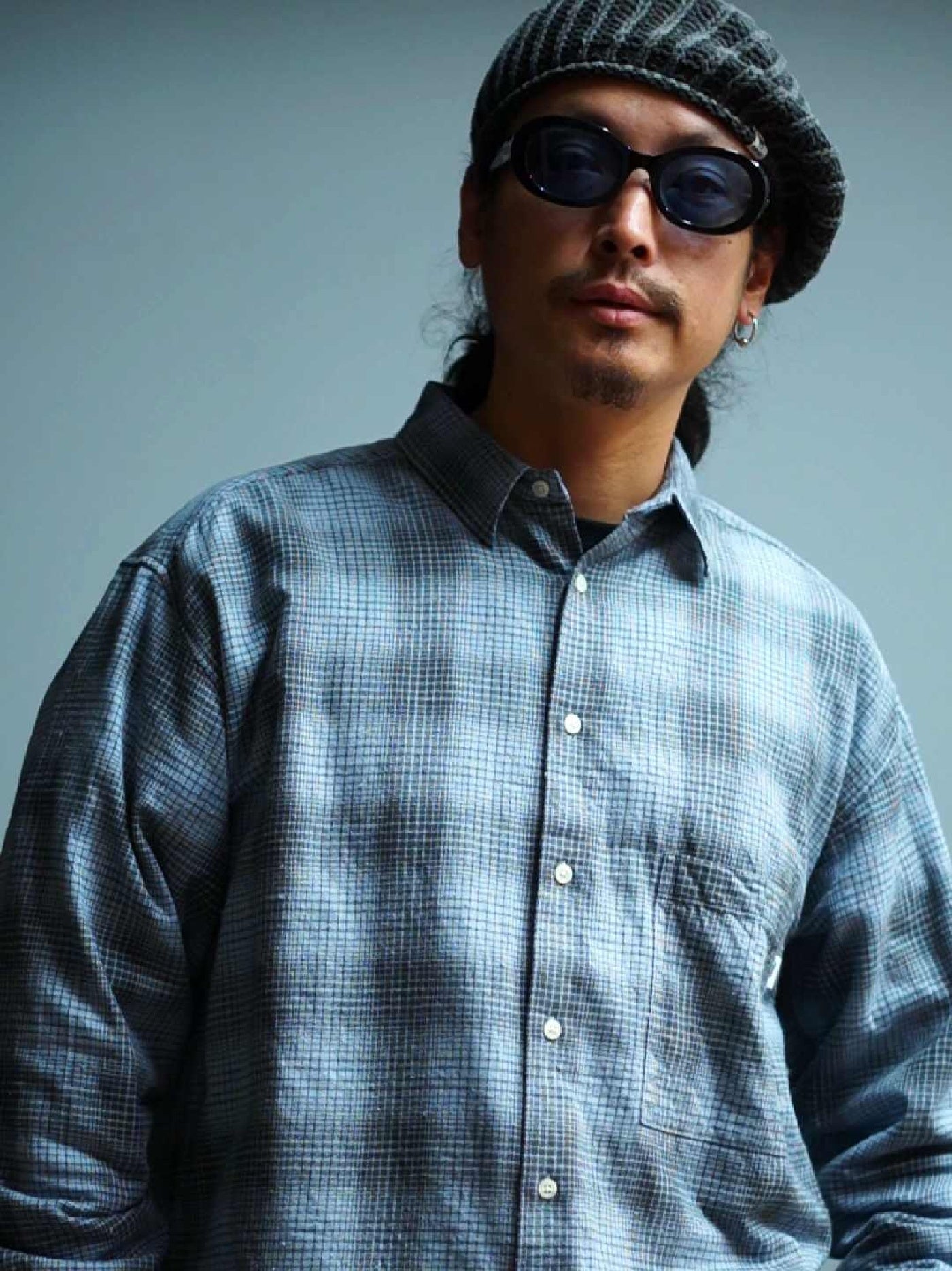WAX | Brushed Check Shirts - Sax/Gray
